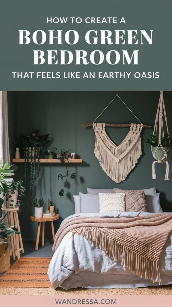 The ultimate boho green bedroom that’s cozy, chic, and full of earthy vibes. Ready to create a serene sanctuary? Dive into tips and ideas to style