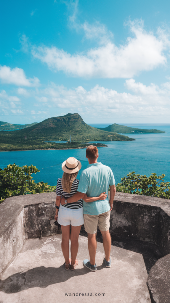 St Lucia Travel Guide. You stand atop Fort Rodney, taking in the breathtaking views of the surrounding sea and hills. The history of the site adds depth to the beautiful landscape before you.