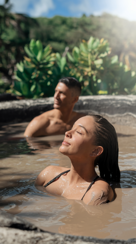 St Lucia: Your ultimate guide to paradise in the Caribbean. A couple submerging into the warm, mineral-rich mud baths, you feel the therapeutic heat seep into your muscles, leaving your skin soft and rejuvenated.