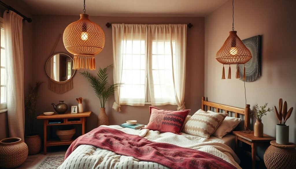 boho bedroom lighting