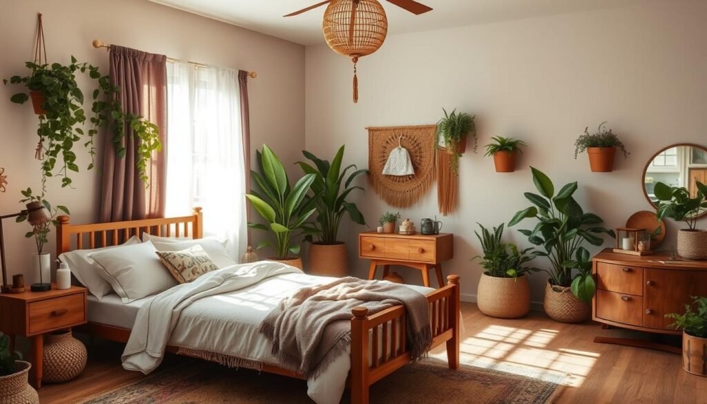 boho bedroom plants