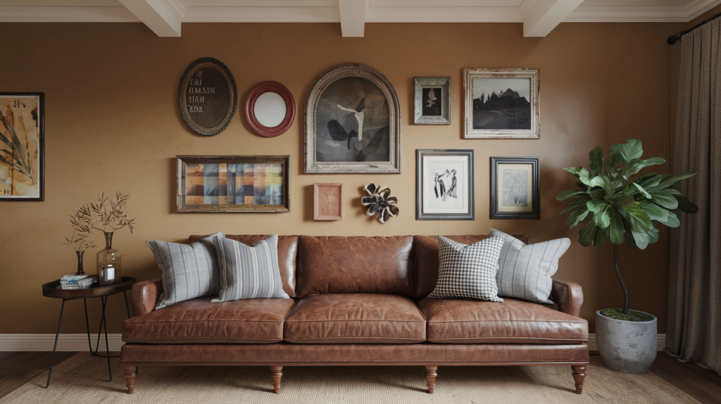 Your minimalist thrifted gallery wall is adorned with simple, elegant art pieces that reflect a sense of calm and order, creating a serene focal point that doesn’t clutter your space.