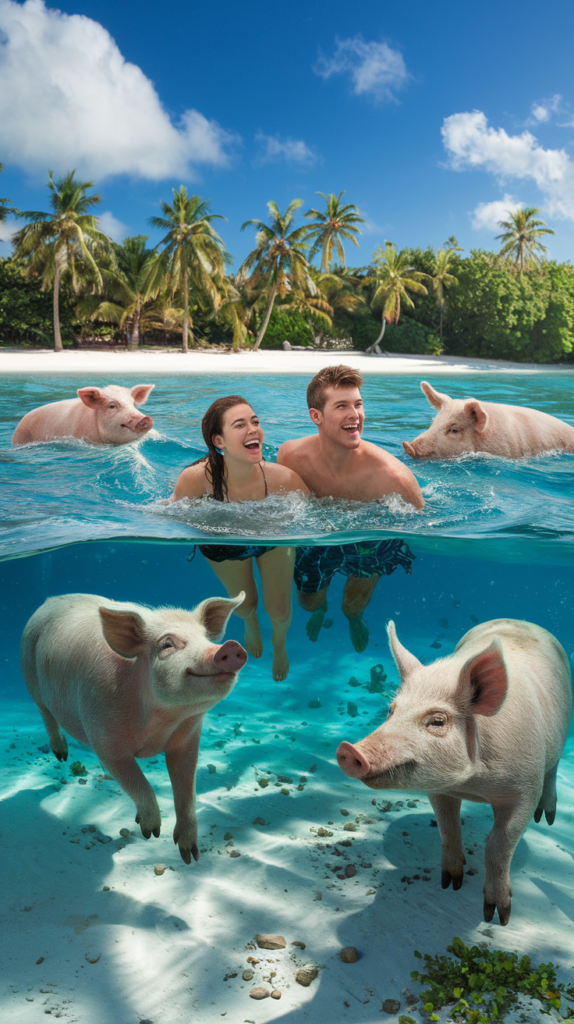 29 Best Winter sun Destinations. #25 The Bahamas. Swimming in the Exumas, surrounded by friendly pigs and impossibly clear blue water. The laughter and joy of the moment stay with you forever.