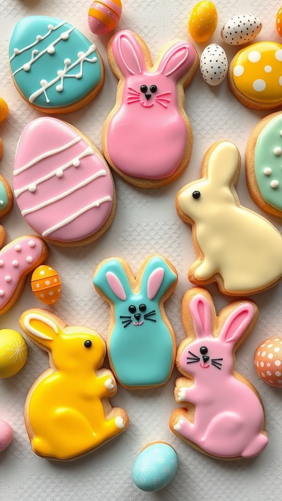 Low Carb Easter Cookies A collection of beautifully decorated low-carb Easter cookies. Each cookie has a unique design