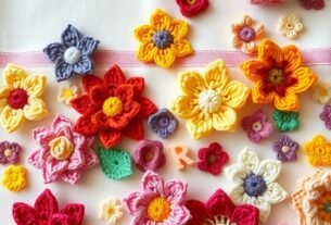 Easy crochet projects- DIY crafts. Easy Colorful crochet flower appliques