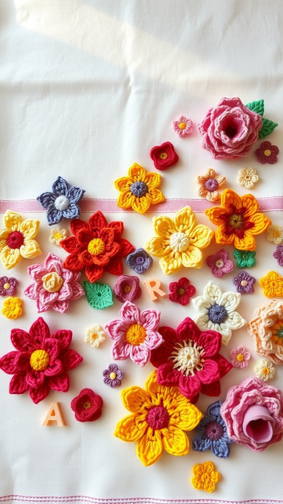 Easy crochet projects- DIY crafts. Easy Colorful crochet flower appliques