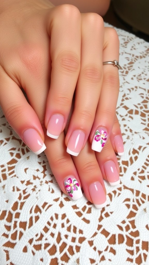 26 Stunning Pink Flower Nail Designs You’ll Love. French tips get a fresh twist with pink flowers! These simple spring nails showcase a lovely balance of elegance and fun. Adding nails with pink flowers brings a touch of nature right to your fingertips.