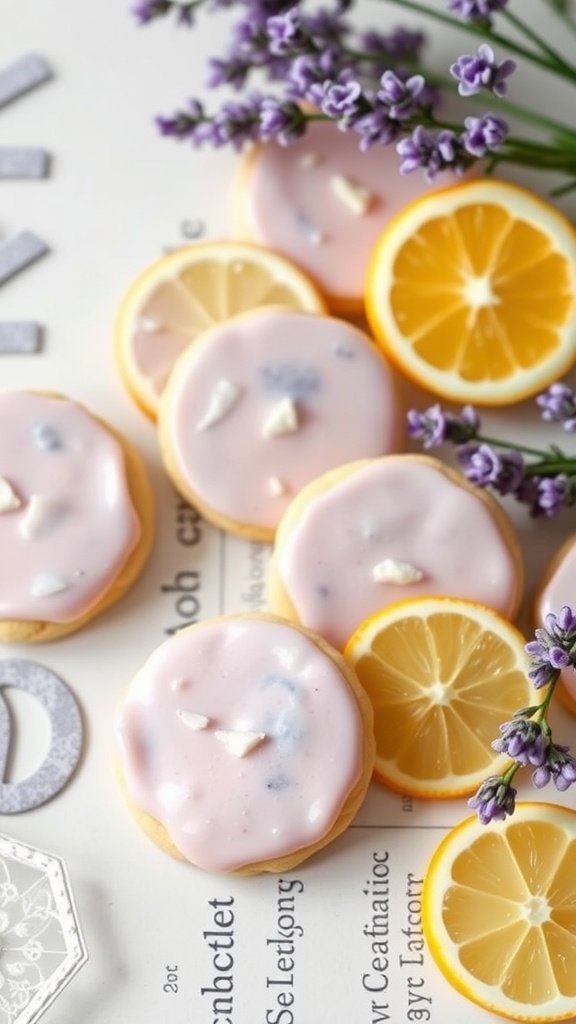 Decorated Low Carb Easter Cookies:
Lavender lemonade cookies decorated with pink icing and lemon slices