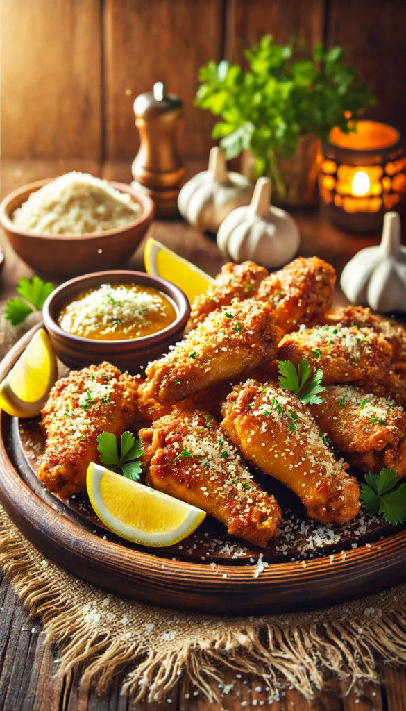 Low carb Air Fryer recipes dinners and desserts. Crispy Garlic Parmesan Chicken Wings