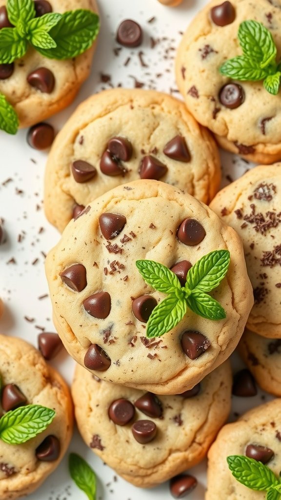 Decorated Low Carb Easter Cookies:
Decorated low carb mint chocolate chip cookies with chocolate chips and mint leaves
