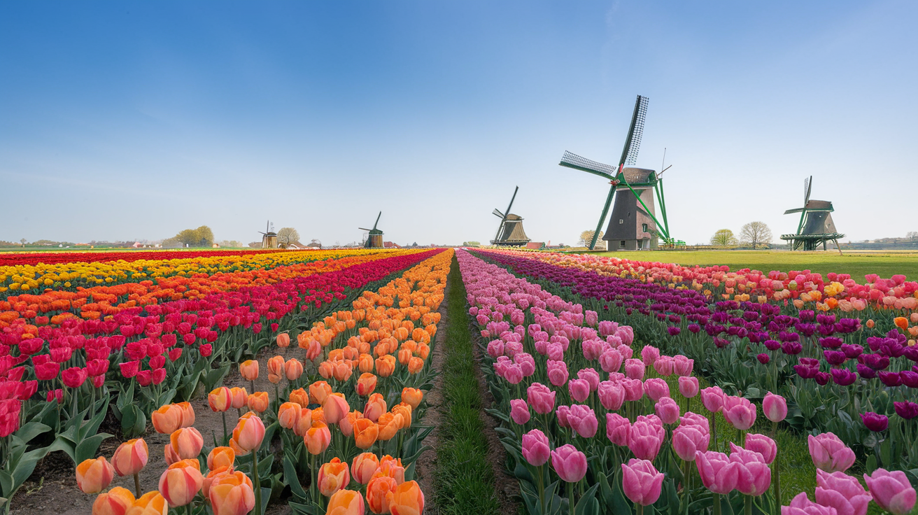 26 Must-Visit Spring Travel Destinations for Your Next Adventure. Tulip fields and windmills in the Netherlands