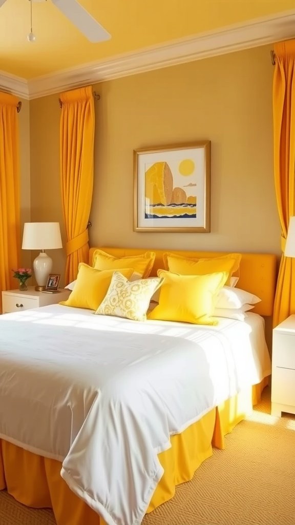 21 Bright and Cheerful Yellow Bedroom Ideas to Inspire You. Sunny yellow accents for a cheerful atmosphere
