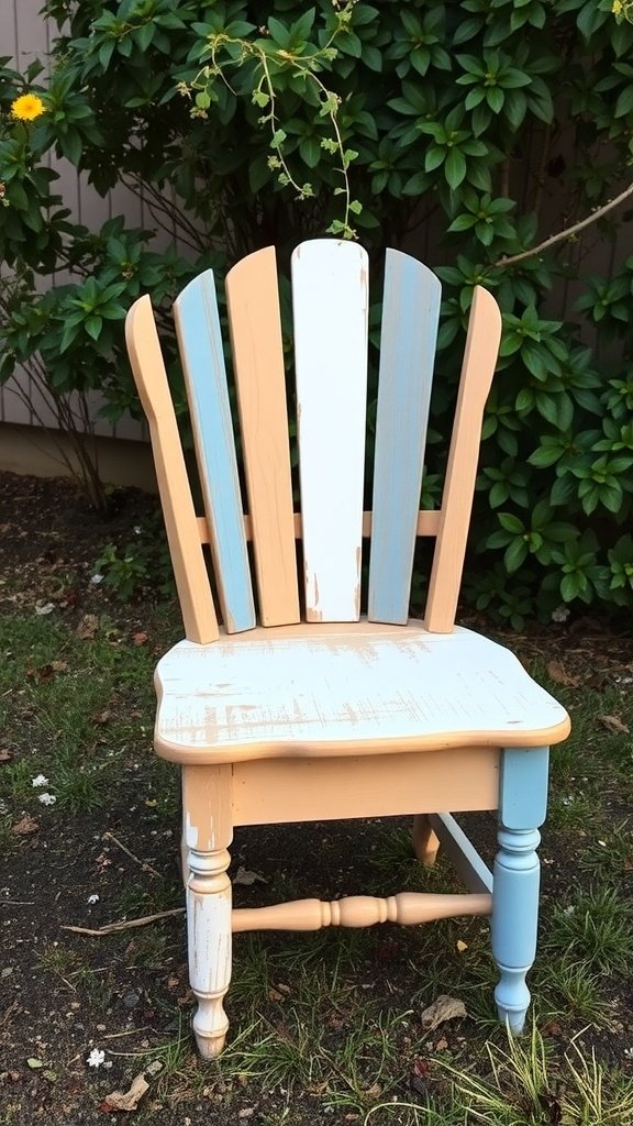 Crafts to make and sell DIY. Upcycled wooden chair in modern color designs.